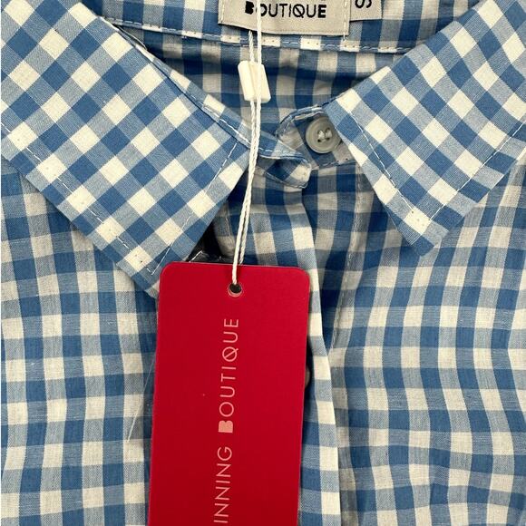 Blue & White Beginning Boutique Button Up Shirt - Picture 2 of 3